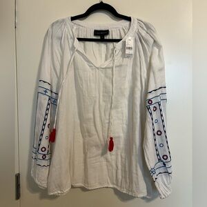 NWT Stitched Linen Long Sleeve  Top Layne Bryant